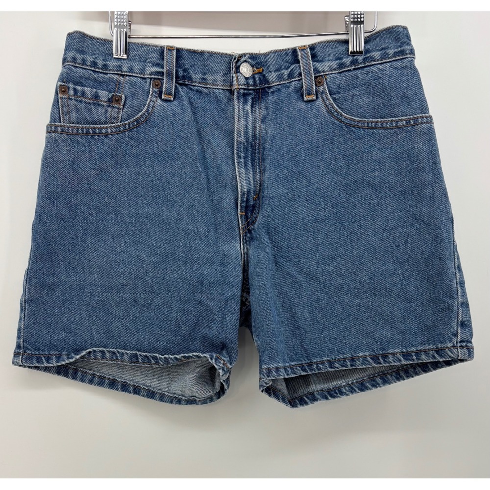 Vintage 2001 Levis 555 Guys Fit Shorts Women 10 MIS Medium Wash Blue Made In USA